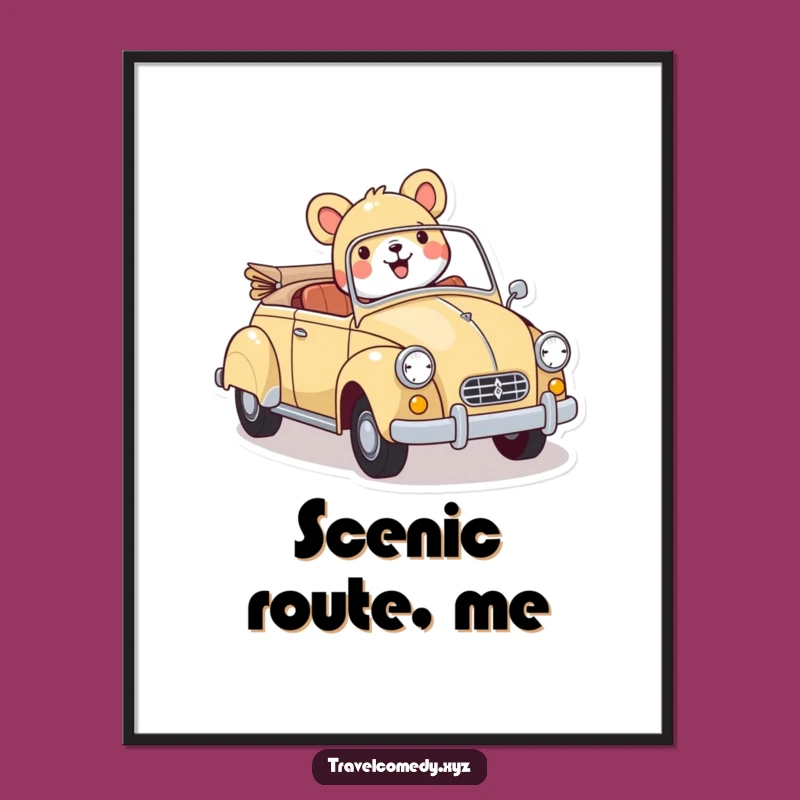 Funny Vintage Car Animal Digital Art Print: Instant Joy for Your Walls!