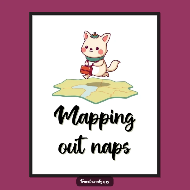 Funny Traveling Animal Poster - Energetic Map Wall Art