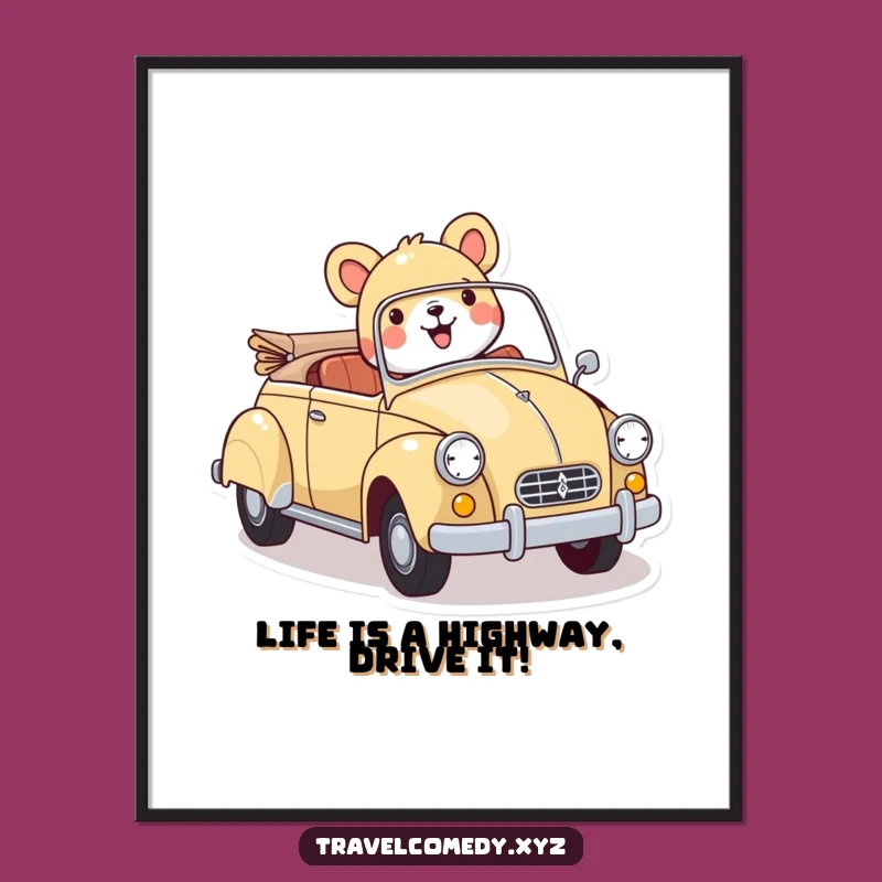 Free Printable Wall Art: Vintage Car Animal - Funny Downloadable Art for Your Home!