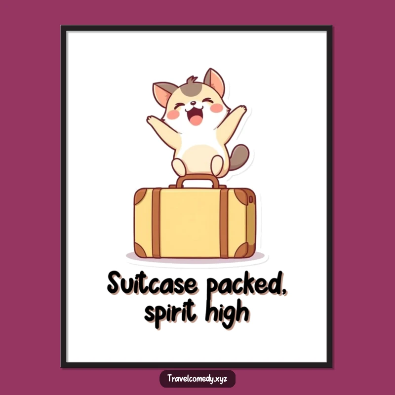 Funny Free Printable Wall Art: Excited Leaping Animal, Joyful Suitcase Decor, Downloadable Art