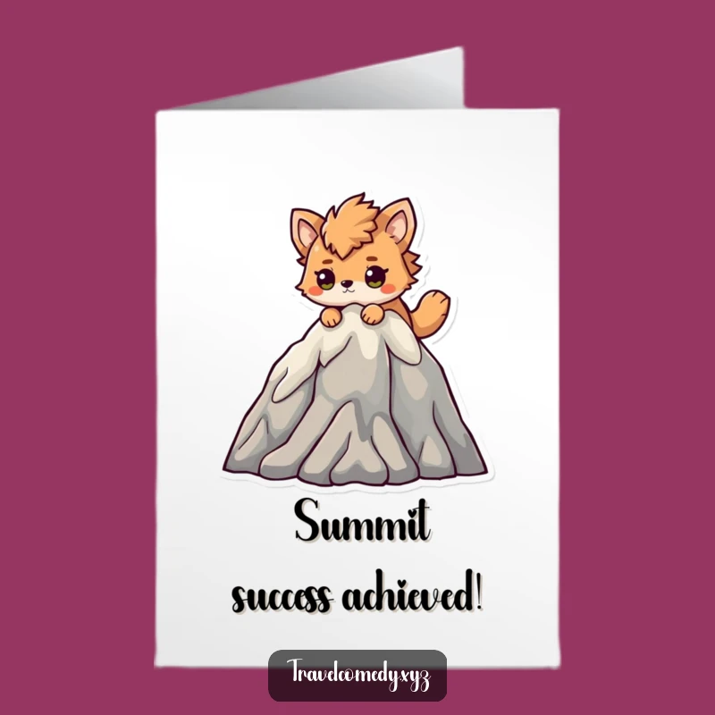 Free Printable Congrats Card: Climbing Mountain Animal - Funny Downloadable Gift!