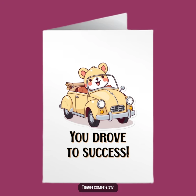 Free Printable Congrats Card: Joyful Car Ride Animal - Funny Downloadable Gift!