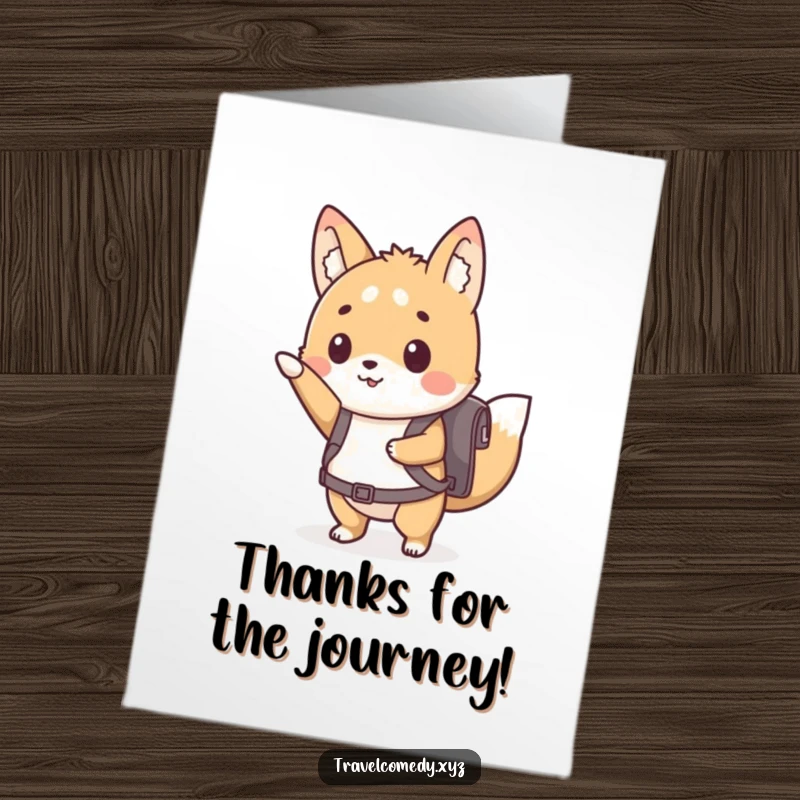 Funny free printable thank you card: An animal with a backpack points forward, humorously thanking for guidance.
