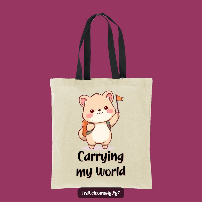 Funny Adventure Tote Bag - Cheerful Waving Animal Carry-All